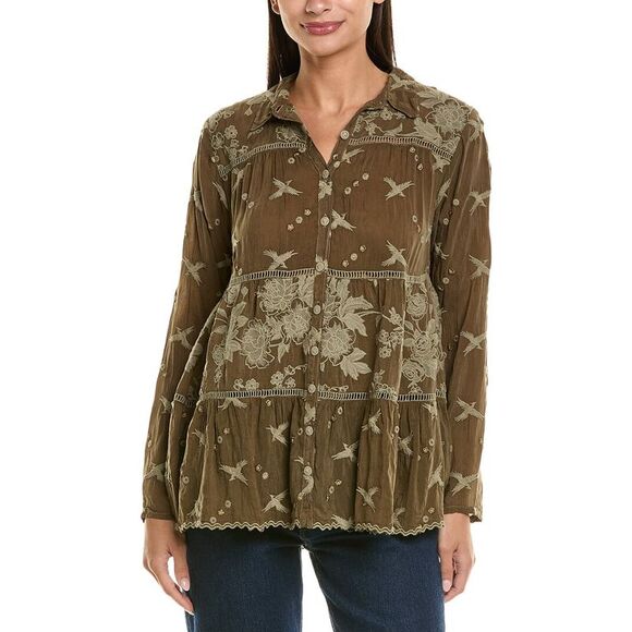 Johnny Was Tops - Johnny Was Womens  Tahra Blouse, Green